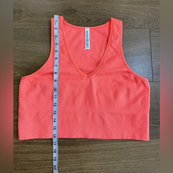 Athleta Aurora Seamless Crop Ribbed Tank Coral Pink Size 1X - Picture 10 of 10